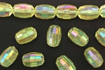 Bead, Vintage, German Acrylic, 15MM, Faceted, Barrel, Jonquil, AB
