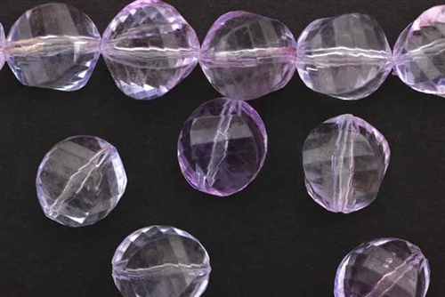 Bead, German Acrylic, Vintage, 16MM, Faceted, Round, Twist, Lilac