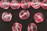 Bead, Vintage, German Acrylic, 16MM, Faceted, Round Twist, Pink
