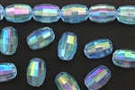 Bead, Vintage, German Acrylic, 15MM, Faceted, Barrel, Blue, AB