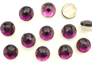 Vintage Sew On Beads / Faceted Round 2 Hole 10MM Purple