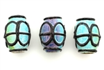 Porcelain Beads,Vintage Large Hole / Barrel 32MM Blue