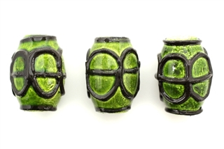 Porcelain Beads,Vintage Large Hole / Barrel 32MM Green