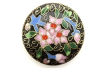 Cloisonne Beads,Vintage / Pendant 42MM Black
