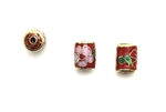 Cloisonne Beads,Vintage / Tube 11MM Red