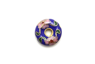 Cloisonne Beads,Vintage / Donut 15MM Dark Blue