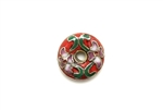 Cloisonne Beads,Vintage / Donut 15MM Red