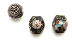 Cloisonne Beads,Vintage / Barrel 12MM Black