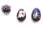 Cloisonne Beads,Vintage / Egg 16MM Dark Blue