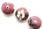 Cloisonne Beads,Vintage / Round 20MM Lilac