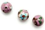Cloisonne Beads,Vintage / Round 16MM Lilac