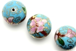 Cloisonne Beads,Vintage / Round 20MM Light Blue