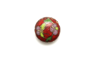 Cloisonne Beads,Vintage / Lentil 15MM Red