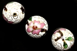 Cloisonne Beads,Vintage / Round 18MM White
