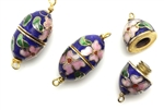 Cloisonne Clasp,Vintage / Oval 26MM Dark Blue