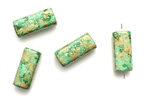 Greek Porcelain Beads,Vintage / 17MM Green Gold