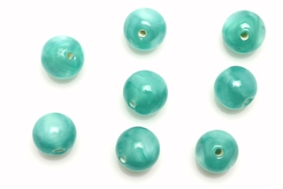 Bead, Czech, Vintage, Glass, "Silk" Lampwork Beads, 8MM, Light Green