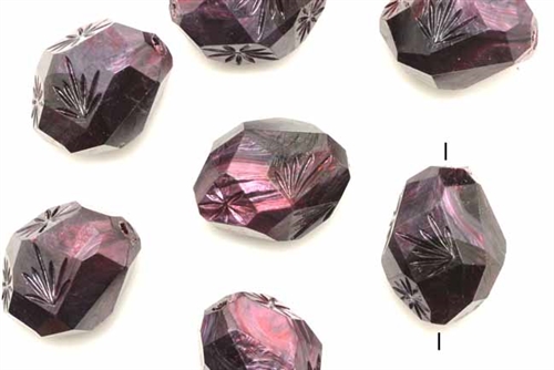 Bead, German Acrylic, Vintage, 22MM, Nugget, Purple