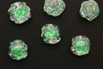 Bead, Czechoslovakian Acrylic, Vintage, 14MM, Round, Twist, Crystal, Green