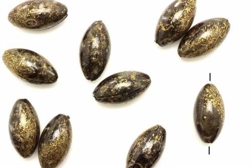 Bead, German Acrylic, Vintage, 19MM, Oval, Black, Gold