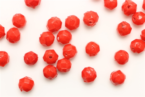 Bead, 7MM, Faceted Round, Vintage, Japanese, Red