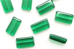 Bead, Glass, Vintage Japanese, 16MM, Rectangle, Emerald