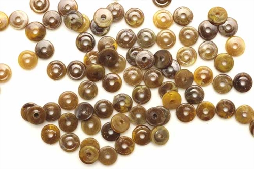 Bead, German Acrylic, Vintage, 6MM, Flat Round, Brown
