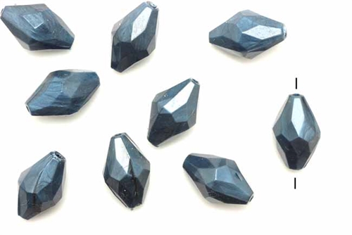 Bead, German Acrylic, Vintage, 17MM, Bicone, Teal Blue