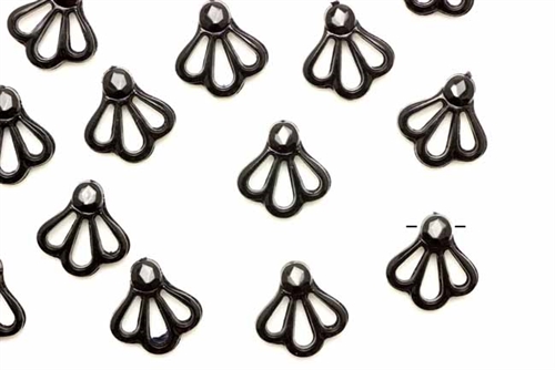 Bead, German Acrylic, Vintage, 14MM, Flower, Black