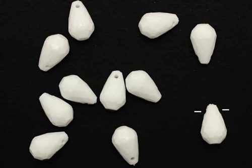 Bead, German Acrylic, Vintage, 13MM, Briolette, White