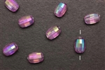 Bead, Vintage, German Acrylic, 11MM, Faceted, Barrel, Purple, AB