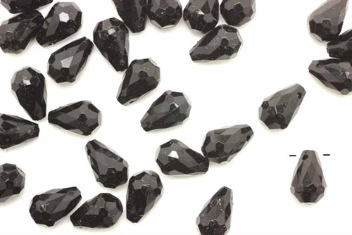 Bead, German Acrylic, Vintage, 13MM, Briolette, Black