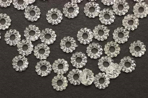 Bead, German Acrylic, Vintage, 9MM, Faceted Donut, Crystal