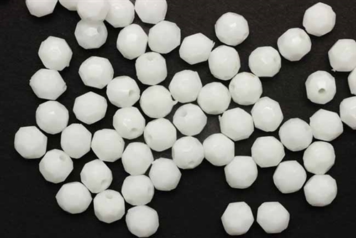 Bead, German Acrylic, Vintage, 7MM, Round Faceted, White