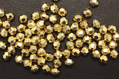 Bead, German Acrylic, Vintage, 6MM, Round Faceted, Gold
