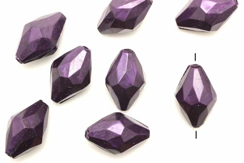 Bead, German Acrylic, Vintage, 20MM, Bicone, Purple