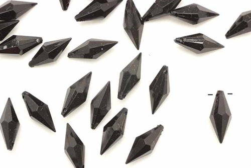 Bead, German Acrylic, Vintage, 17MM, Bicone Drop, Black