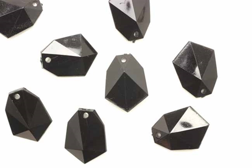 Bead, German Acrylic, Vintage, 19MM, Flat Faceted Drop, Black