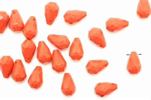 Bead, German Acrylic, Vintage, 13MM, Briolette, Coral