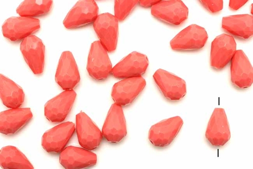 Bead, German Acrylic, Vintage, 13MM, Tear Drop, Light Coral