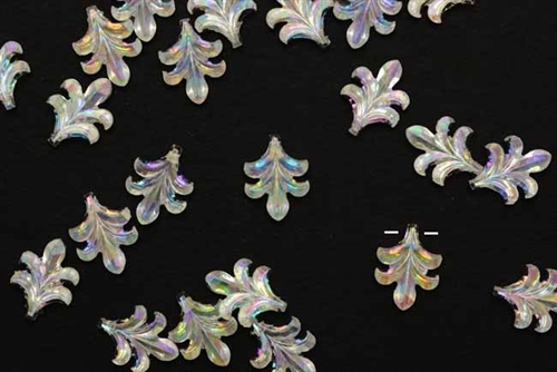 Bead, German Acrylic, Vintage, 12MM, Leaf, Crystal AB