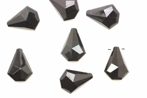 Bead, German Acrylic, Vintage, 18MM, Flat Faceted Drop, Black