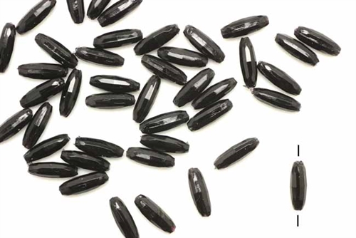 Bead, German Acrylic, Vintage, 11MM, Faceted Tube, Black