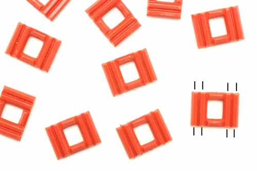 Bead, German Acrylic, Vintage, 15MM, Rectangle, 4 Hole, Red