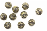 Bead, German Acrylic, Vintage, 12MM, Round Nugget, Purple, Gold