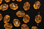 Bead, Vintage, German Acrylic, 15MM, Faceted, Oval, Orange