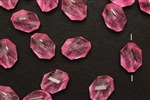Bead, Vintage, German Acrylic, 15MM, Faceted, Oval, Pink