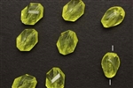 Bead, Vintage, German Acrylic, 15MM, Faceted, Oval, Yellow