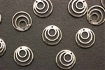 Bead, German Acrylic, Vintage, 15MM, Hoop, Silver