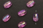 Bead, Vintage, German Acrylic, 15MM, Faceted Barrel, Purple, AB